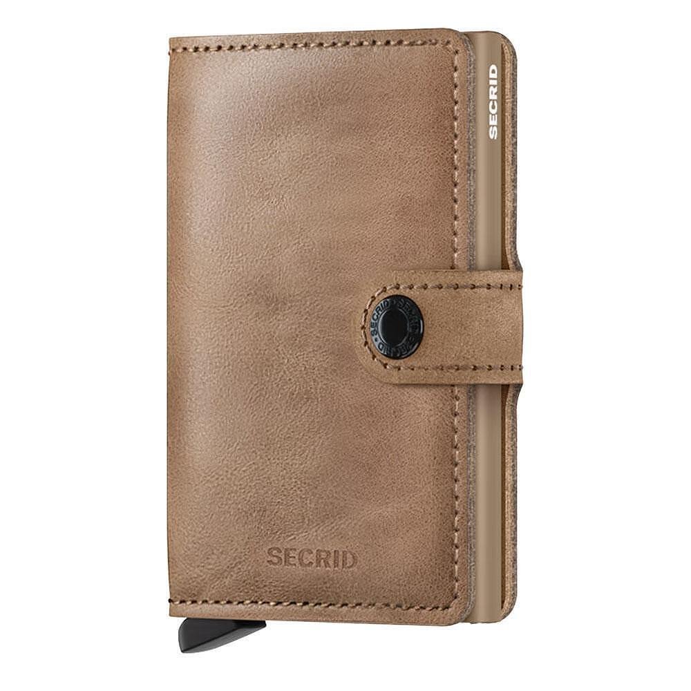 Портфейл SECRID - Mini Vintage Taupe, естествена кожа, с RFID защита
