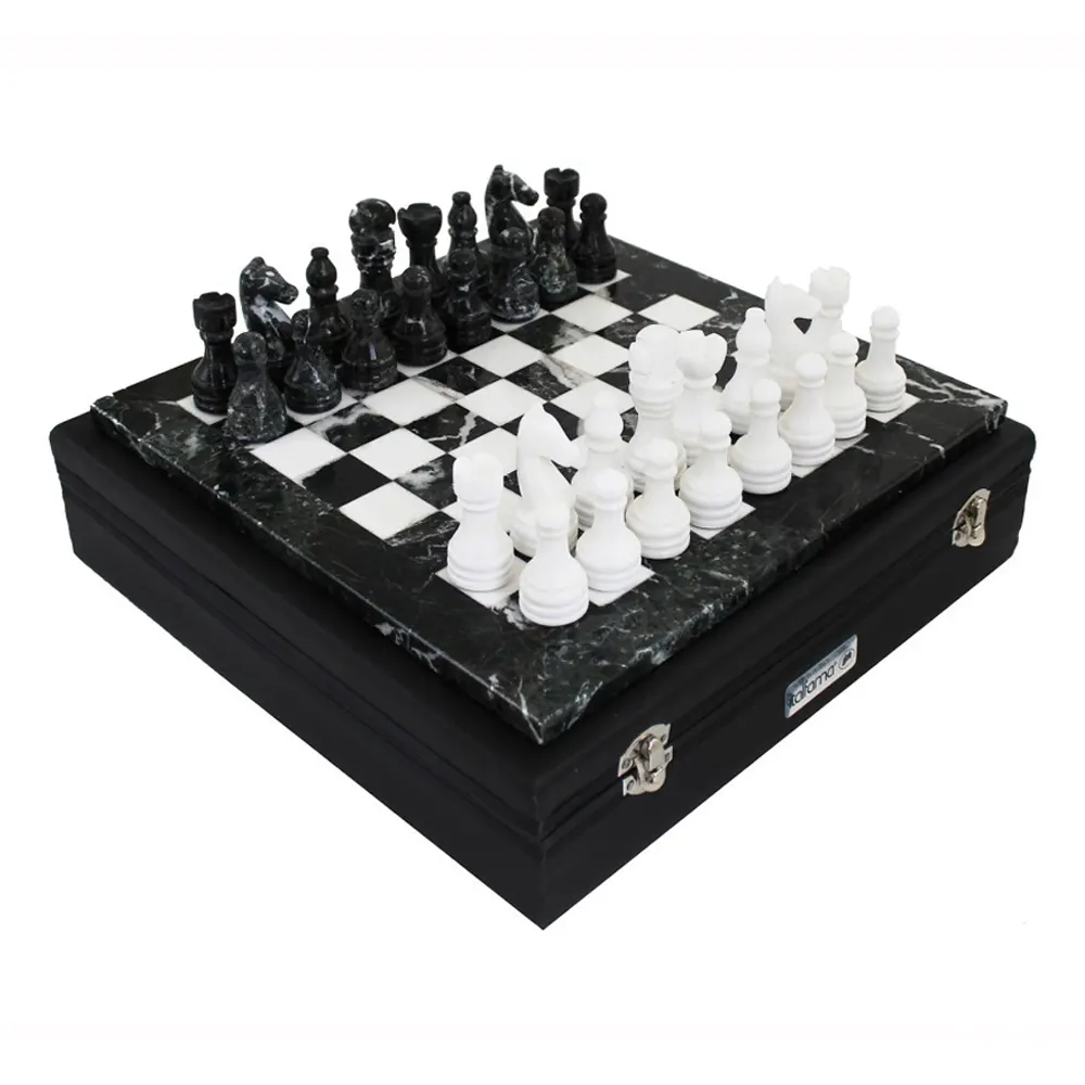 Луксозен мраморен шах Italfama - Black and White, 30 х 30 х 1.5 см - 4