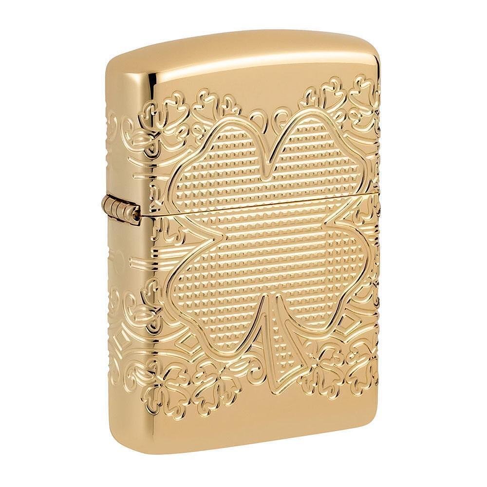 Запалка Zippo - Armor® High Polish Gold Plate Lucky Clover Design