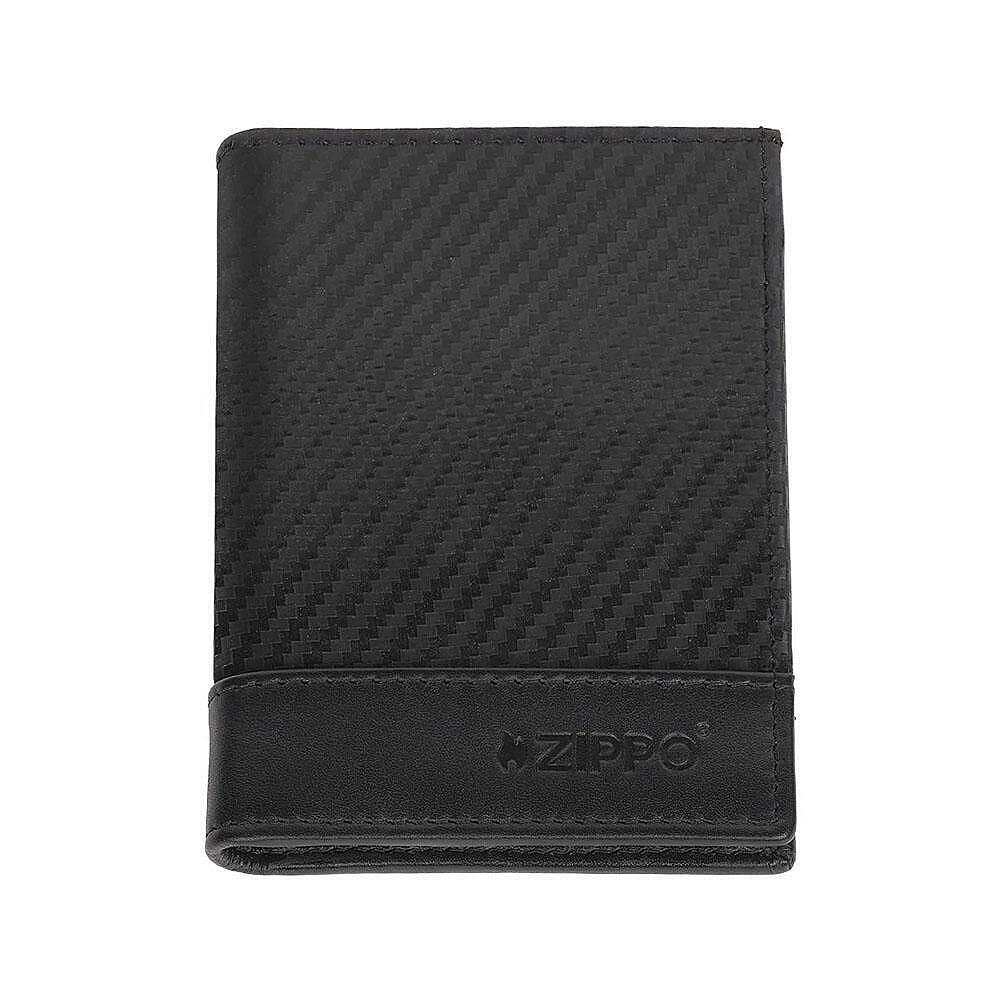 Вертикален мъжки портфейл Zippo - Carbon, RFID защита, черен