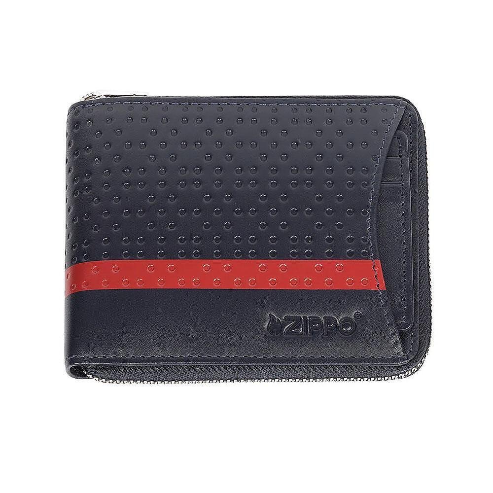 Мъжки портфейл Zippo - Navy Blue, с цип и подвижен калъф за документи, тъмносин