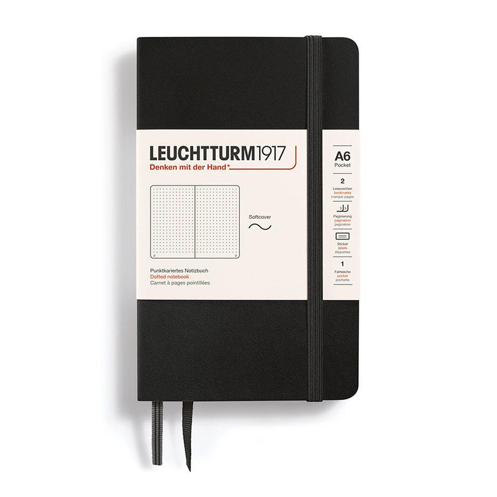 Тефтер А6 Leuchtturm1917 Notebook Black, мека корица, страници на точки