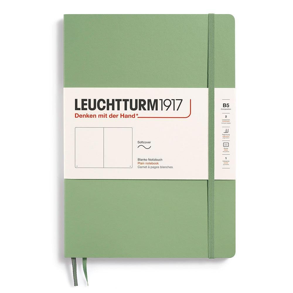 Тефтер B5 Leuchtturm1917 Notebook Composition Sage, меки корици, изчистени страници