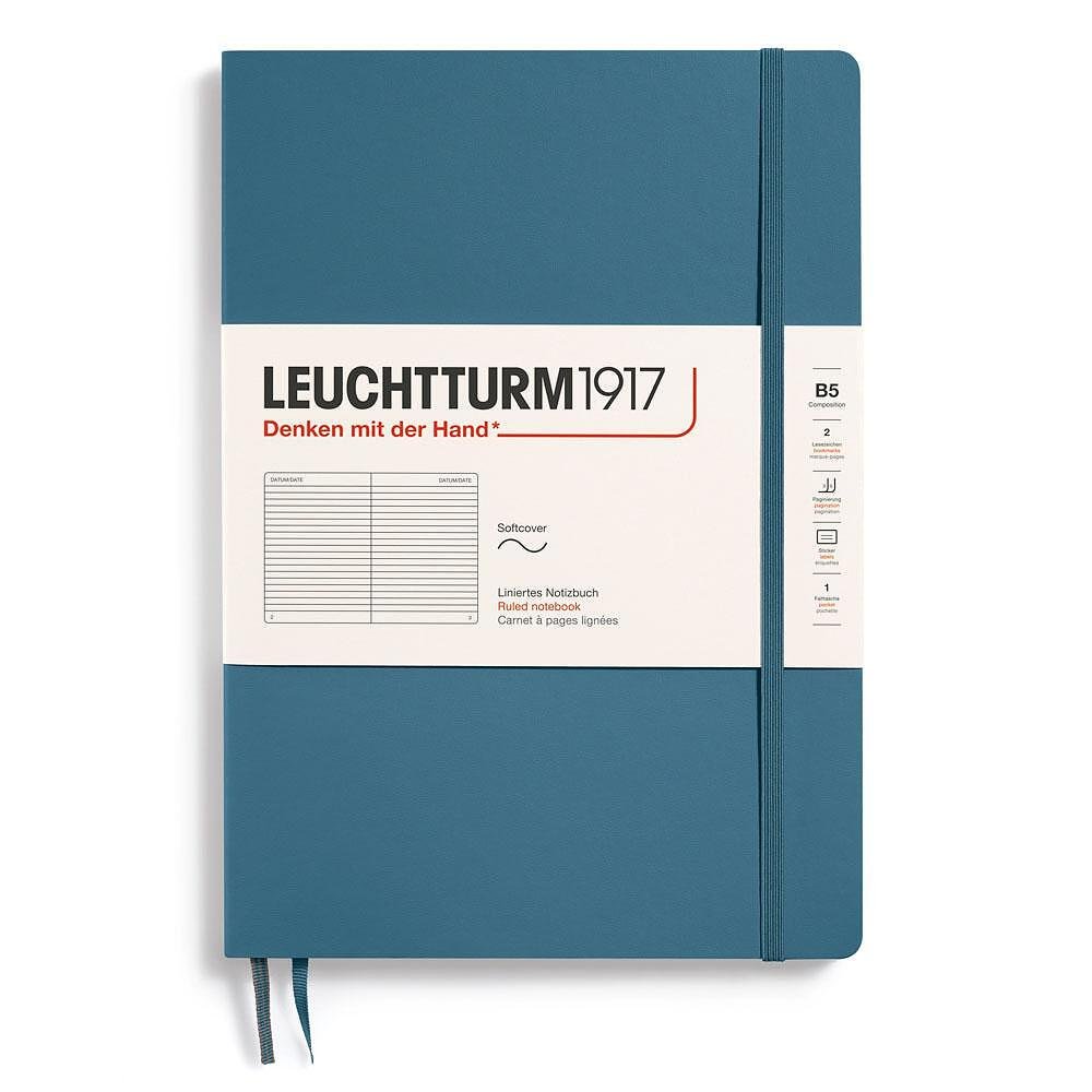 Тефтер B5 Leuchtturm1917 Notebook Composition Stone Blue, мека корица, на редове