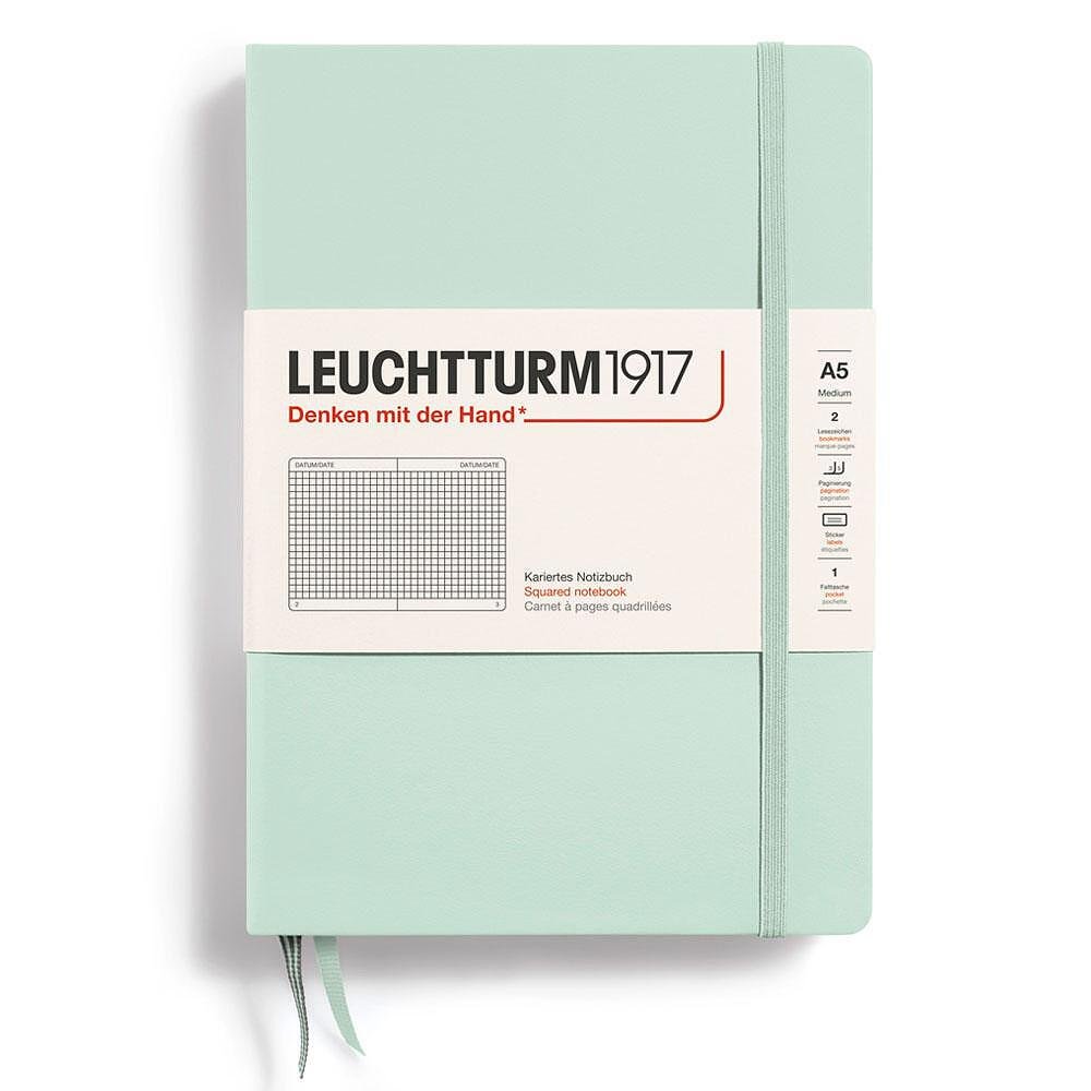 Тефтер Leuchtturm1917 Natural Colors Mint Green, A5, твърди корици, на квадратчета