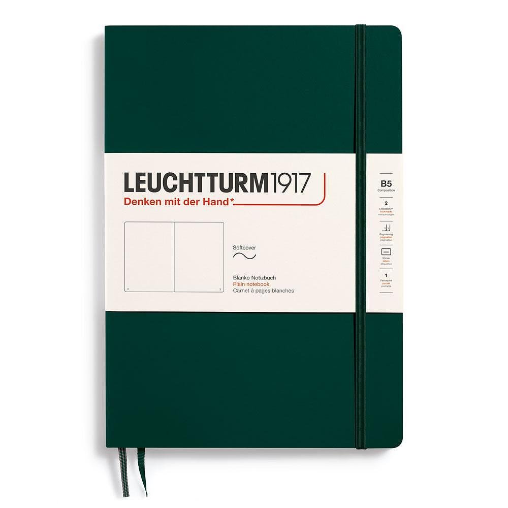 Тефтер B5 Leuchtturm1917 Notebook Composition Forest Green, мека корица, изчистени страници