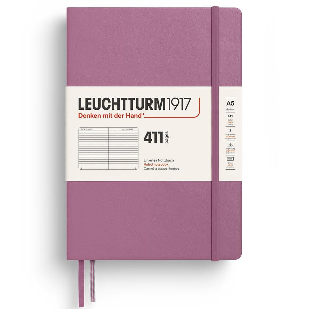 Тефтер А5 Leuchtturm1917 Notebook 411 - Dusty Rose, твърди корици, на редове