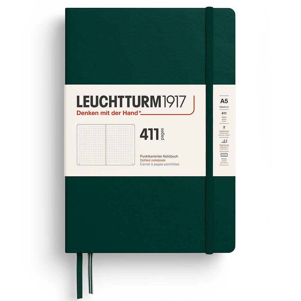 Тефтер А5 Leuchtturm1917 Notebook 411 - Forest Green, твърди корици, на точки
