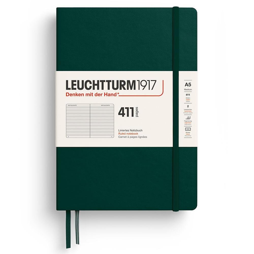 Тефтер А5 Leuchtturm1917 Notebook 411 - Forest Green, твърди корици, на редове