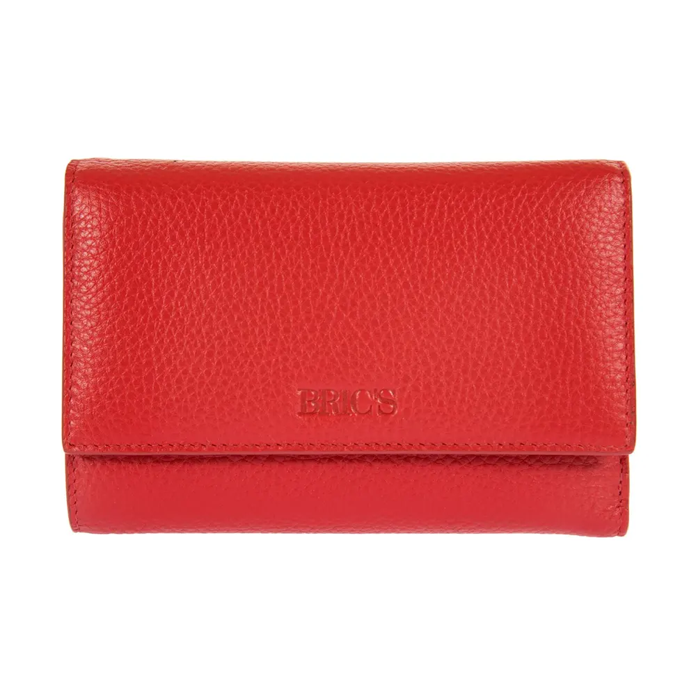 Дамски портфейл Bric's - Marmolada Purse, с копче и монетник, RFID защита, червен