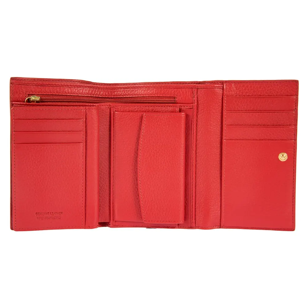 Дамски портфейл Bric's - Marmolada Purse, с копче и монетник, RFID защита, червен - 2