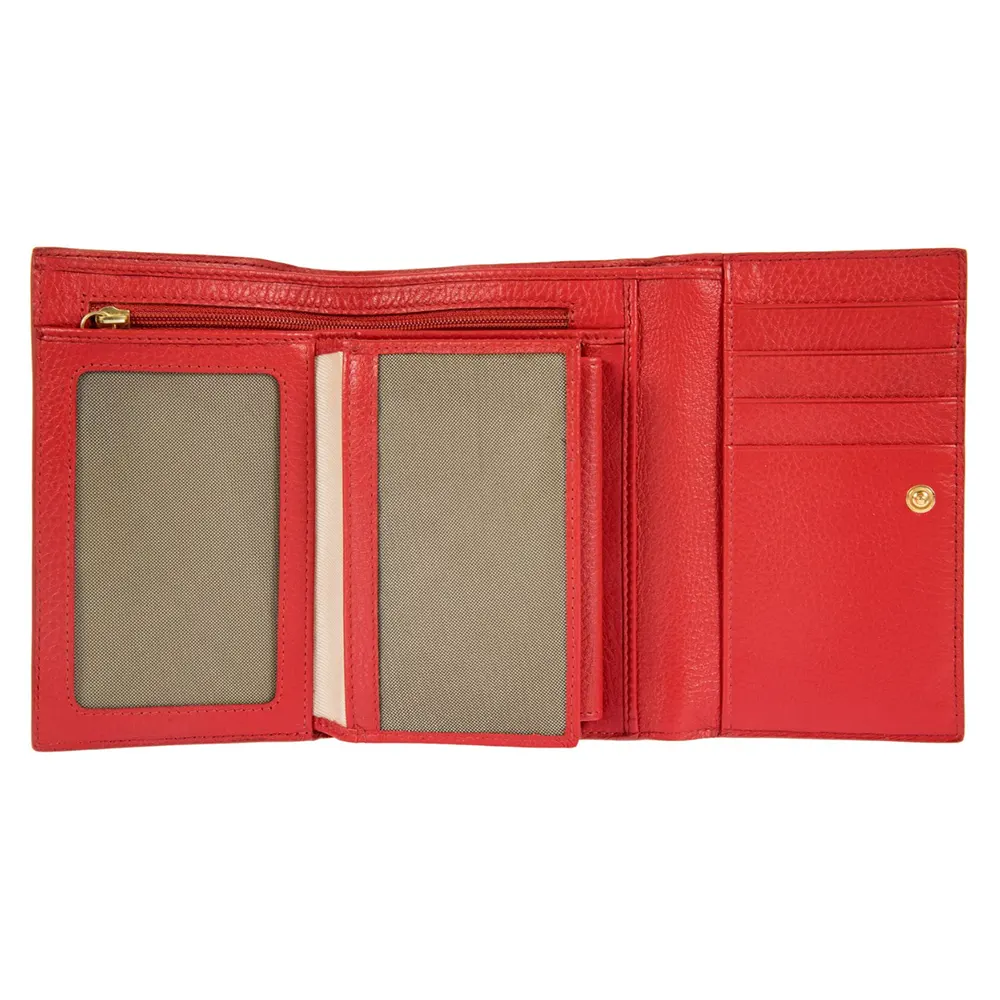 Дамски портфейл Bric's - Marmolada Purse, с копче и монетник, RFID защита, червен - 3