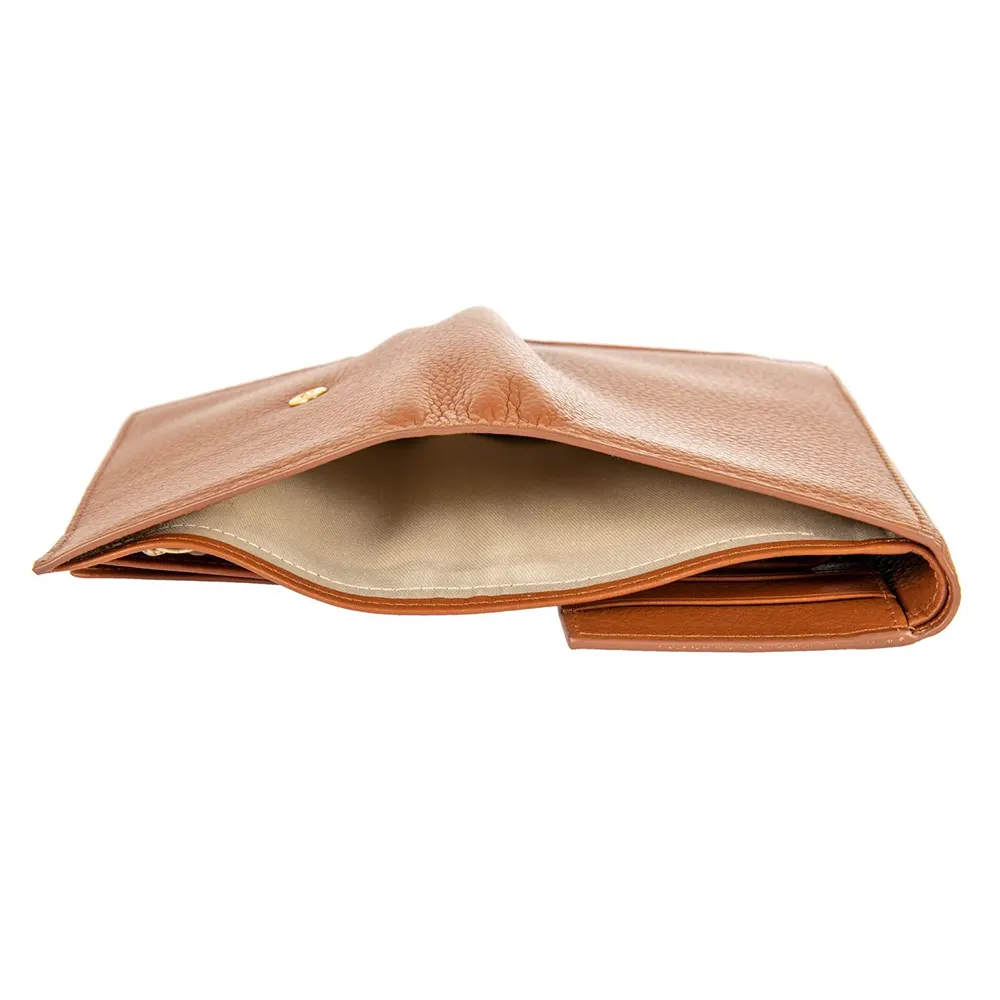 Дамски портфейл Bric's - Marmolada Purse, с копче и монетник, RFID защита, кафяв - 4