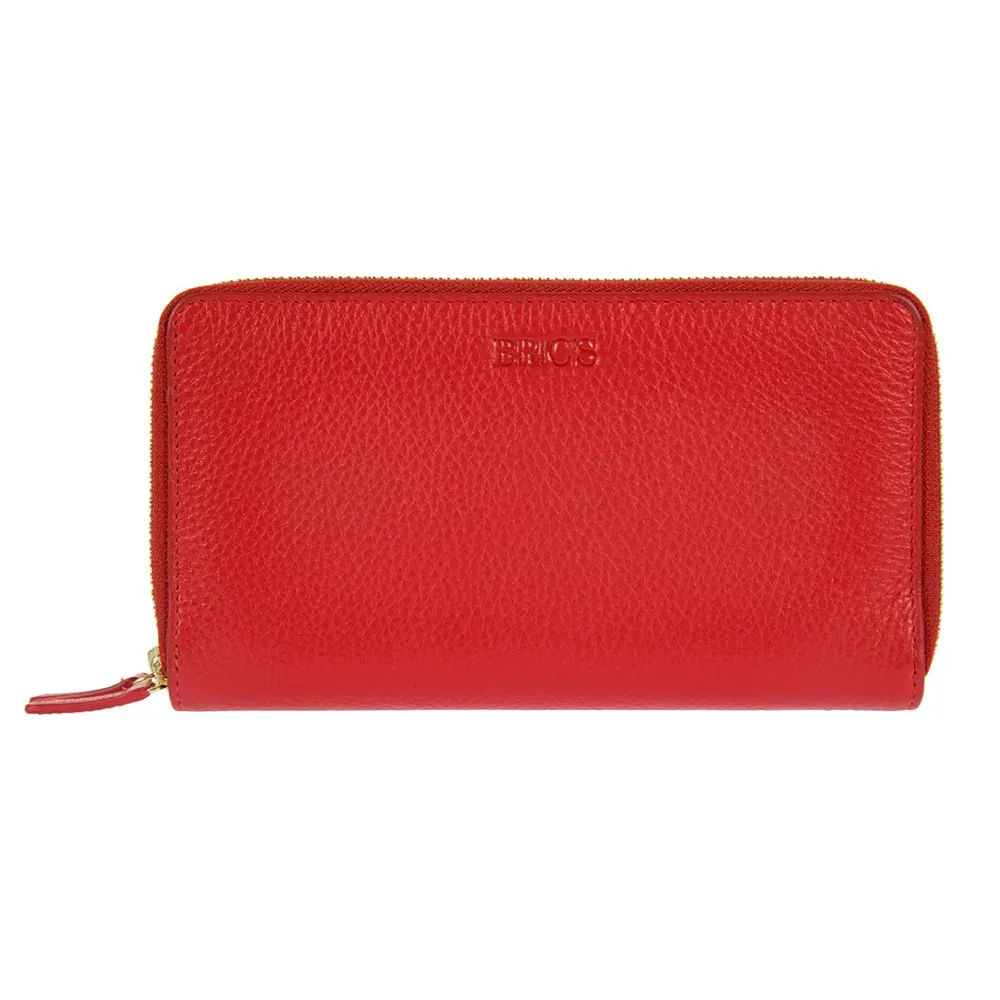 Дамски портфейл Bric's - Marmolada Zip-Around Purse, монетник, RFID защита, червен