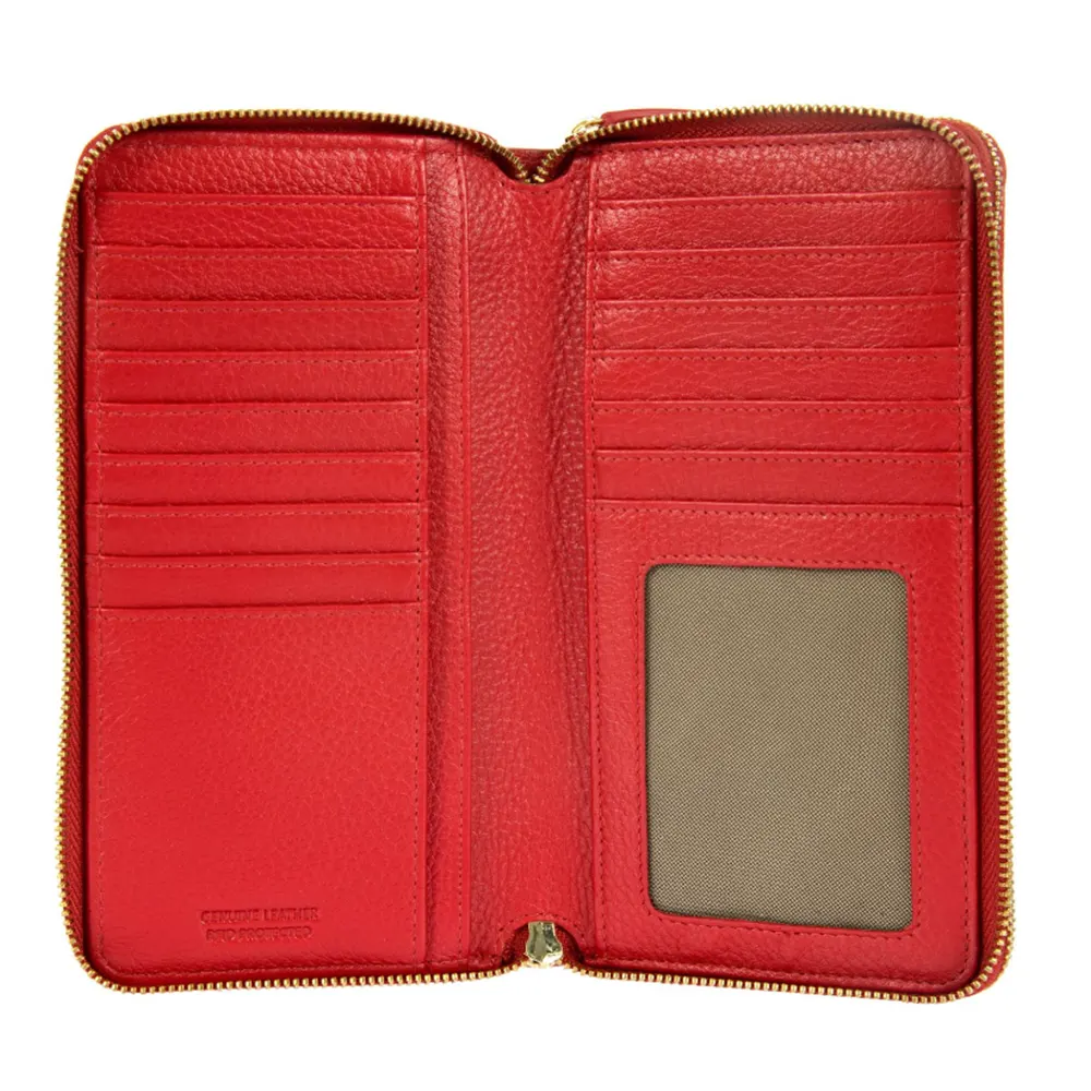 Дамски портфейл Bric's - Marmolada Zip-Around Purse, монетник, RFID защита, червен - 3