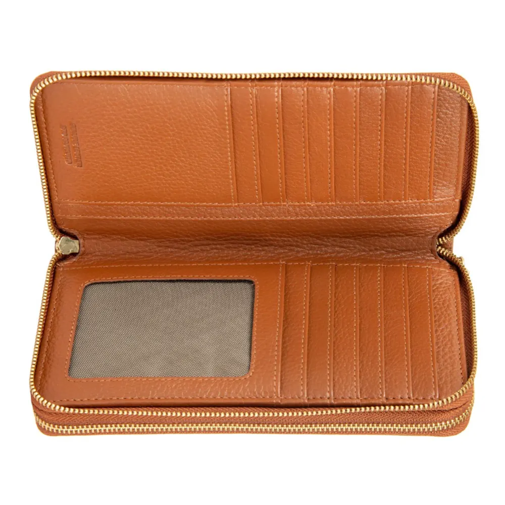Дамски портфейл Bric's - Marmolada Zip-Around Purse, монетник, RFID защита, кафяв - 3