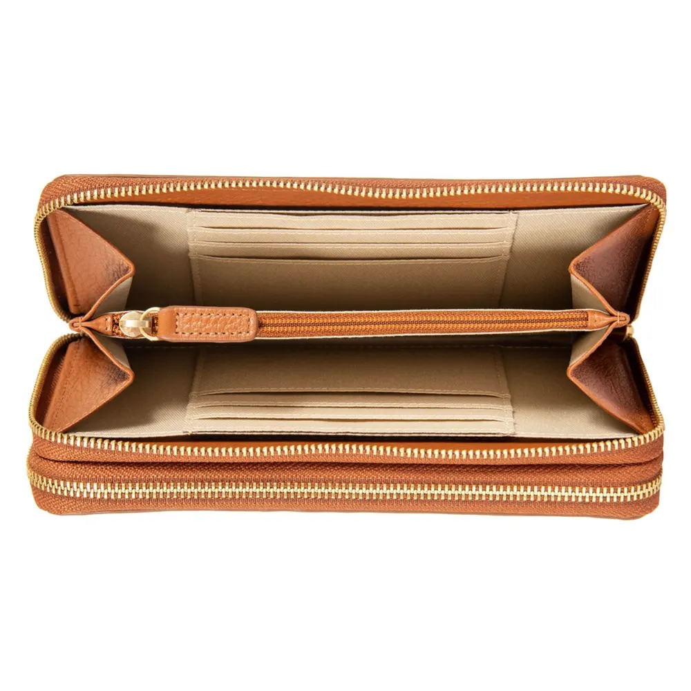 Дамски портфейл Bric's - Marmolada Zip-Around Purse, монетник, RFID защита, кафяв - 4