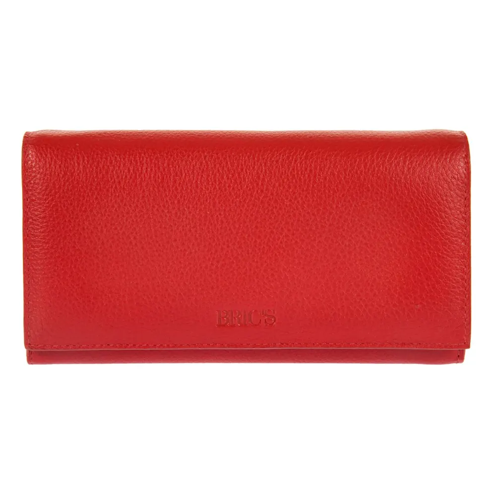 Голям дамски портфейл Bric's - Marmolada Purse, с монетник, RFID защита, червен
