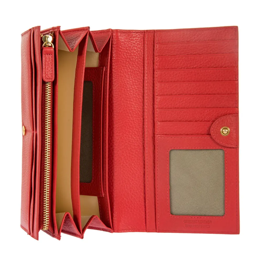 Голям дамски портфейл Bric's - Marmolada Purse, с монетник, RFID защита, червен - 2