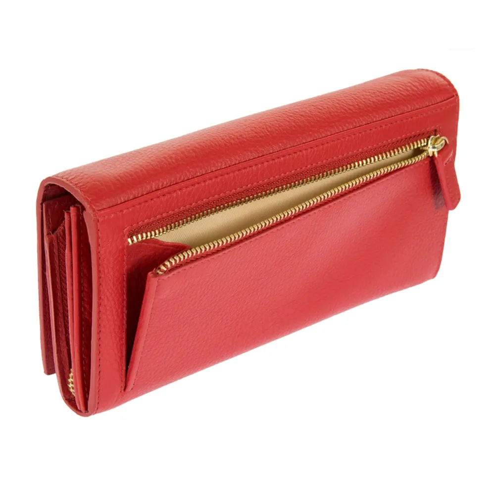 Голям дамски портфейл Bric's - Marmolada Purse, с монетник, RFID защита, червен - 4