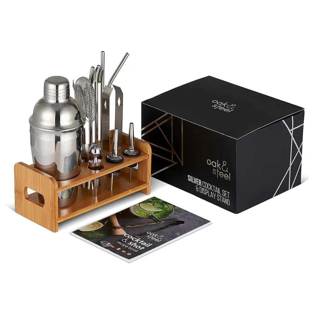 Комплект за коктейли Oak & Steel, 13 части, бамбукова стойка - 2