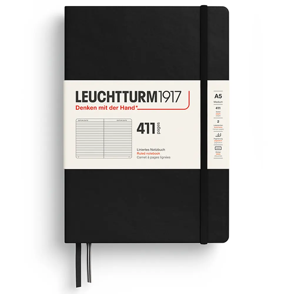 Тефтер А5 Leuchtturm1917 Notebook 411 - Black, твърди корици
