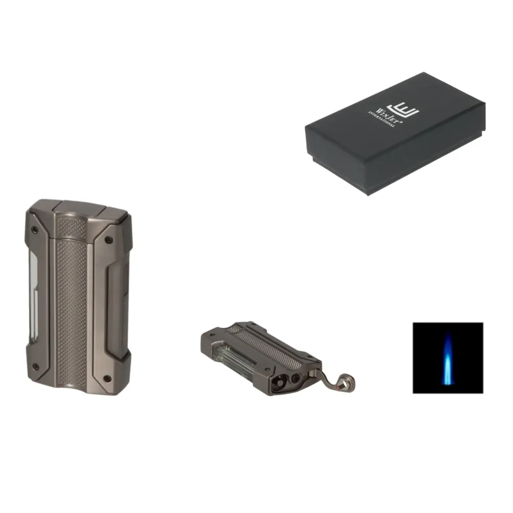 Запалка WinJet - Dark Gun Metal, с вградени пънч и поставка за пури - 3