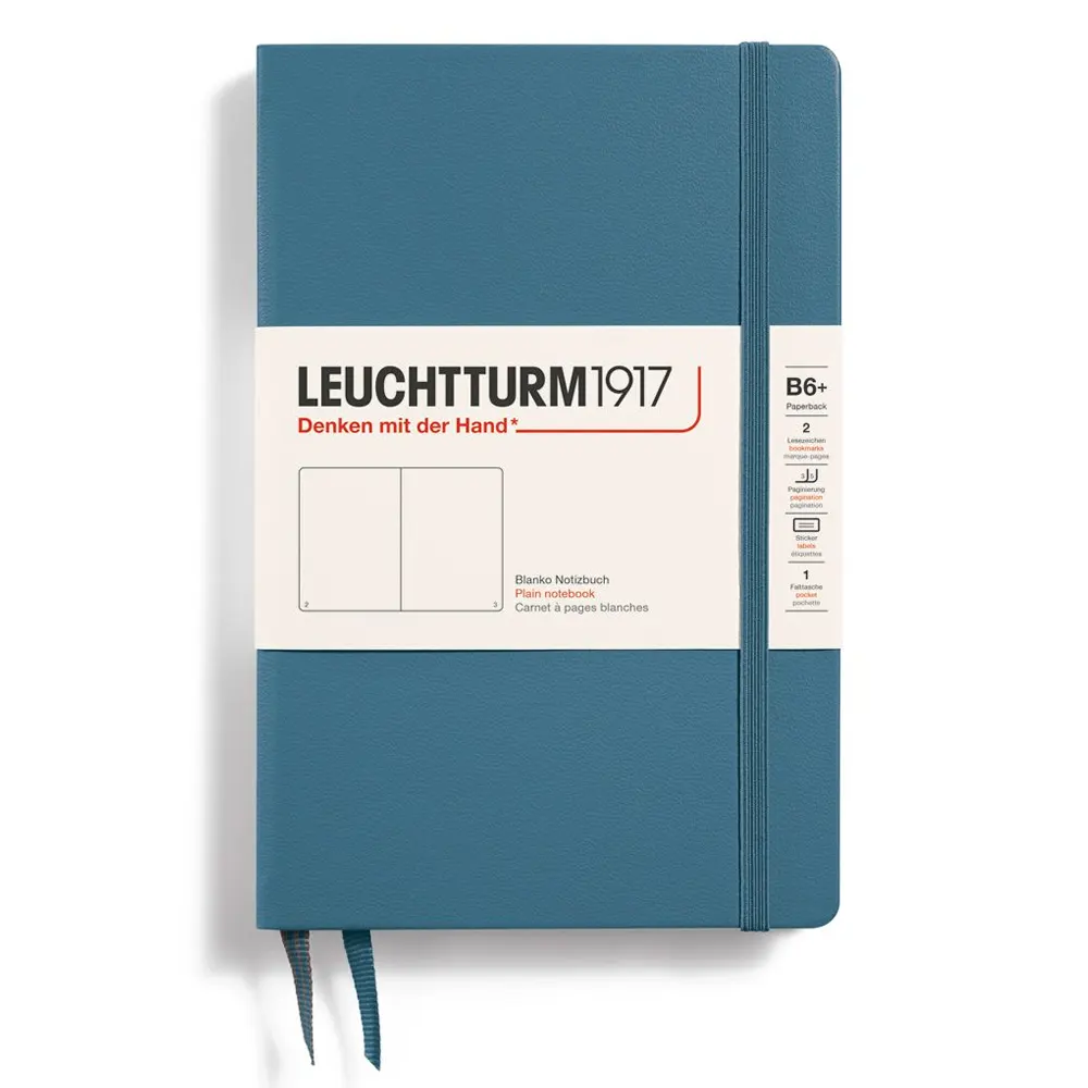 Тефтер B6+ Leuchtturm1917 Notebook Paperback Stone Blue, твърди корици, нелинирани страници