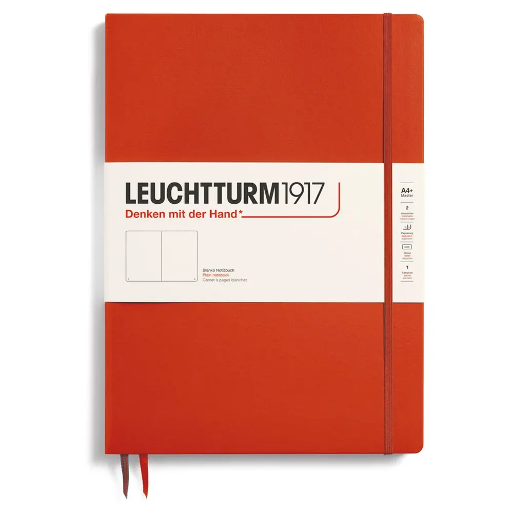 Тефтер А4+ Leuchtturm1917 Notebook Master Slim Fox Red, твърда корица, нелинирани страници