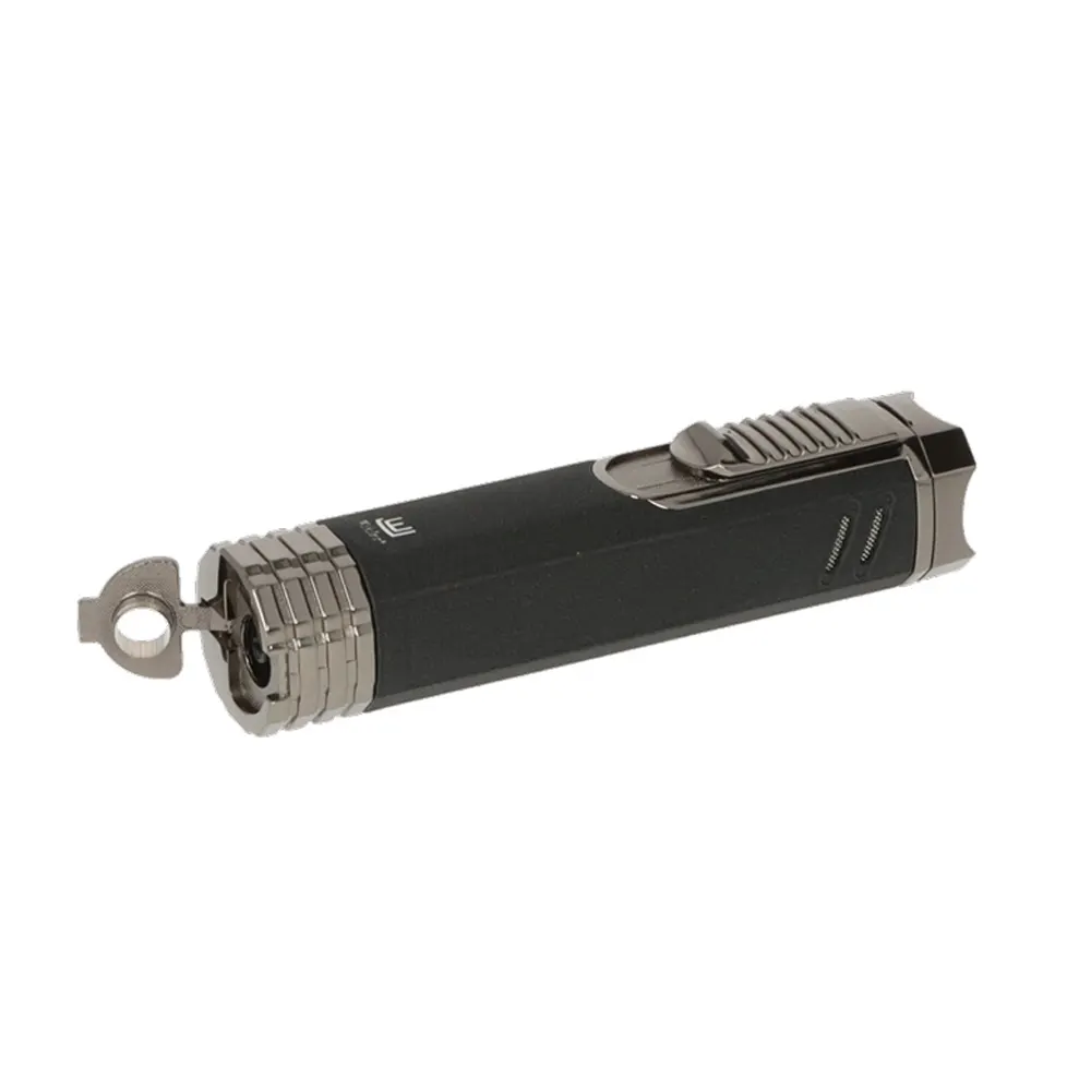 Запалка WinJet - Black Crackle/Anthrazit, с вградени пънч и поставка за пури - 4