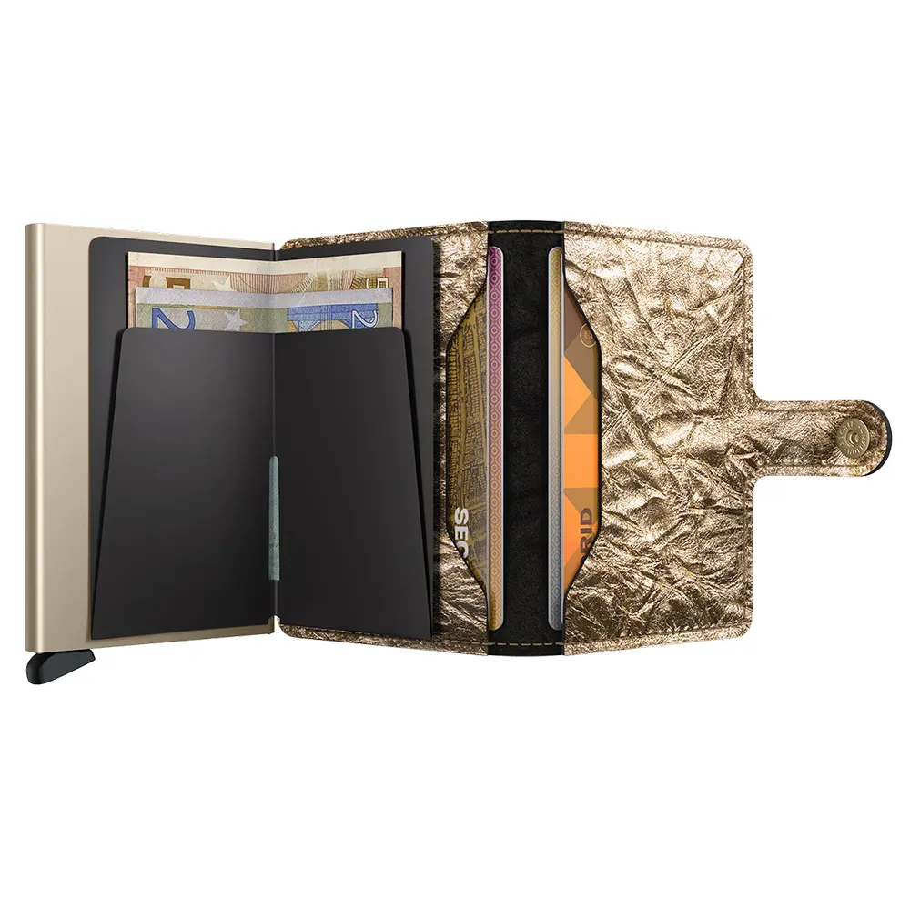 Портфейл SECRID - Mini Crunch Gold, естествена кожа, RFID защита - 3