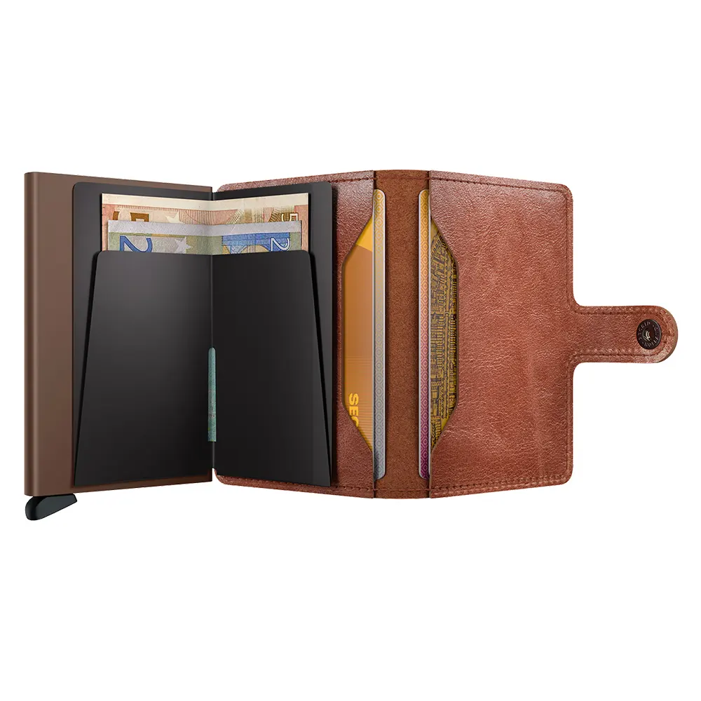 Портфейл SECRID - Mini Vintage Cognac Brown, естествена кожа, с RFID защита - 3