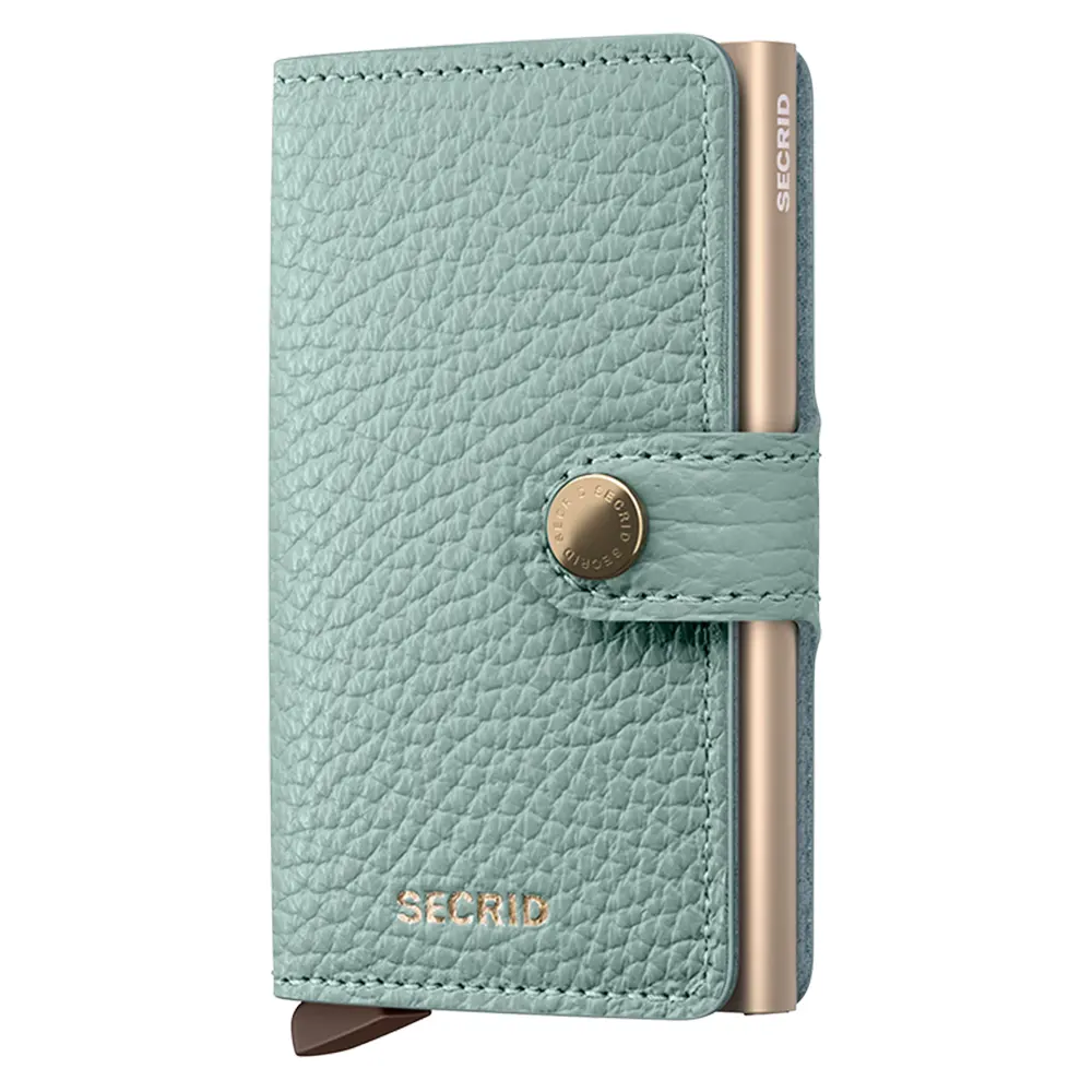 Портфейл SECRID - Mini Pebble Sea Green, естествена кожа, RFID защита