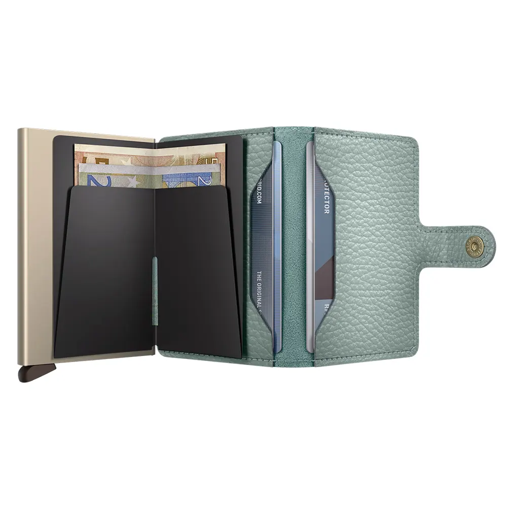 Портфейл SECRID - Mini Pebble Sea Green, естествена кожа, RFID защита - 3