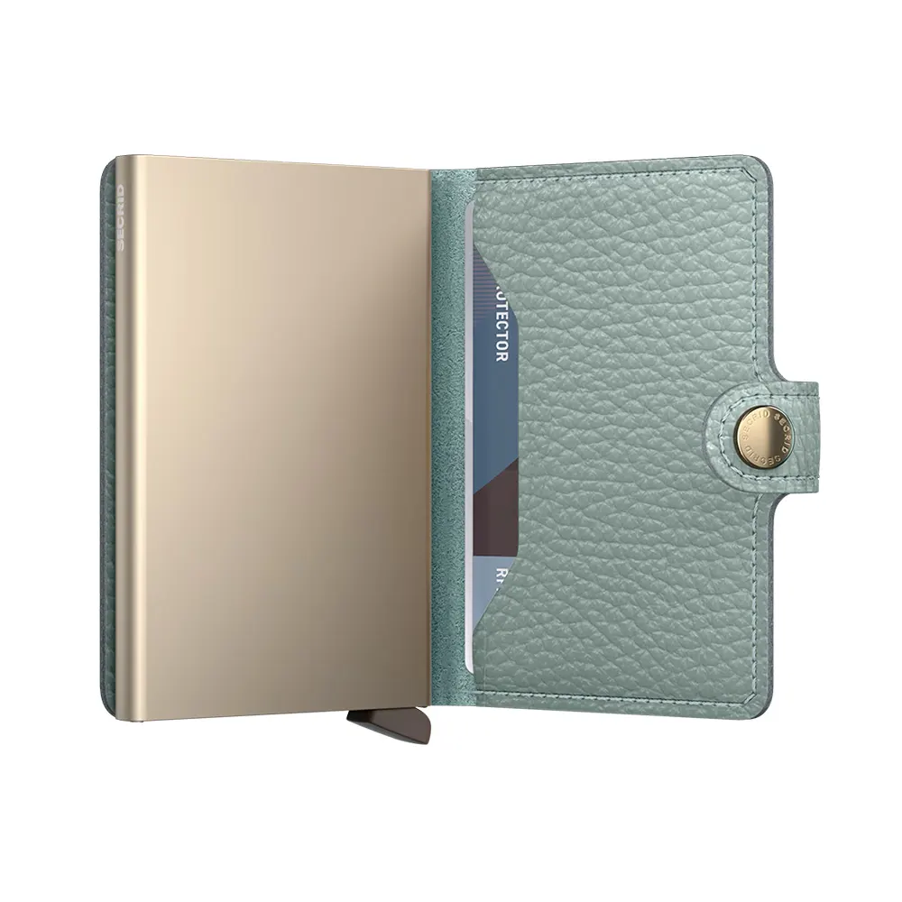 Портфейл SECRID - Mini Pebble Sea Green, естествена кожа, RFID защита - 4