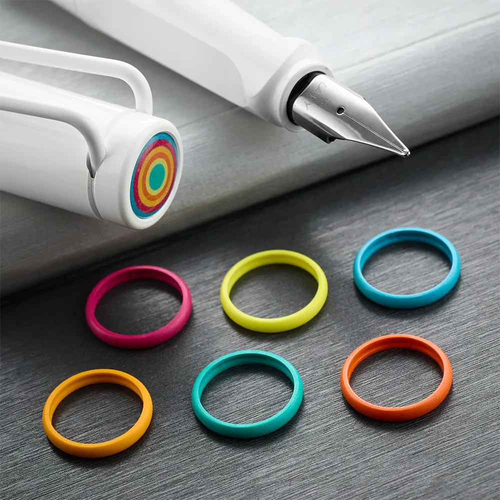 Писалка Lamy - Safari White Special Edition, M перо, в комплект с 6 разноцветни пръстенa - 2