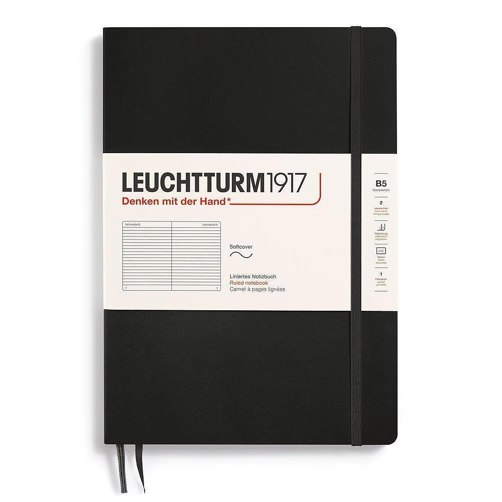 Тефтер B5 Leuchtturm1917 Notebook Composition Black, мека корица, на редове