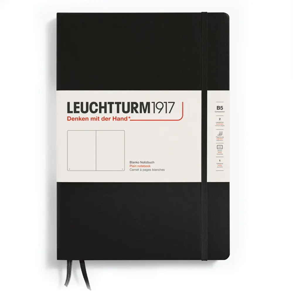 Тефтер B5 Leuchtturm1917 Notebook Composition, твърди корици, черен, нелиниран