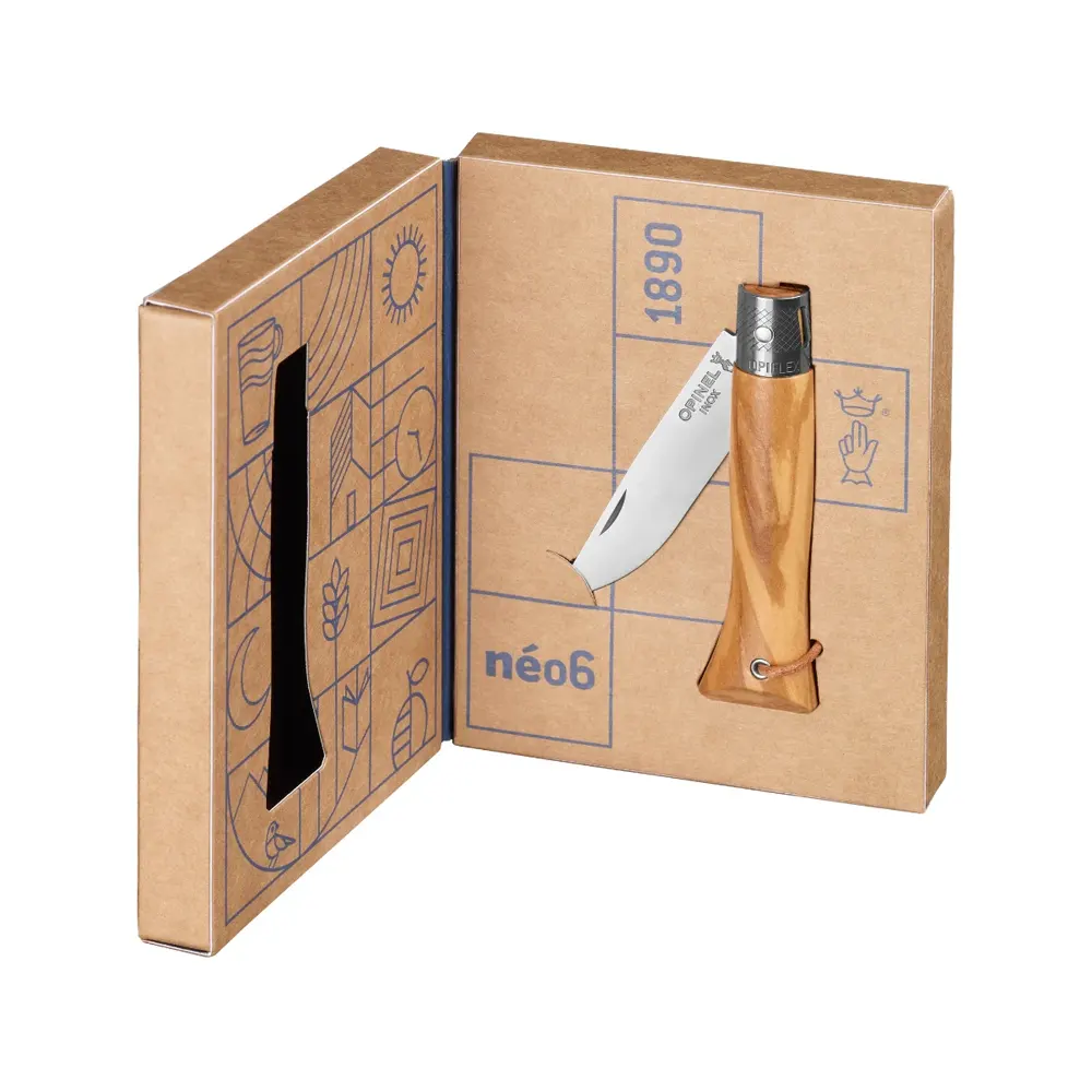 Сгъваем нож Opinel - néo6, острие 7 см, дръжка от маслиново дърво - 4