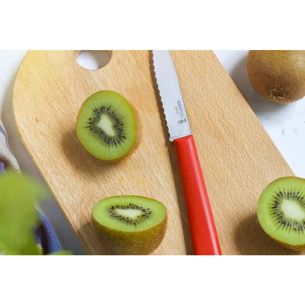 Кухненски нож Opinel Essentiels+ №313, с 10 см назъбено острие, червен - 2
