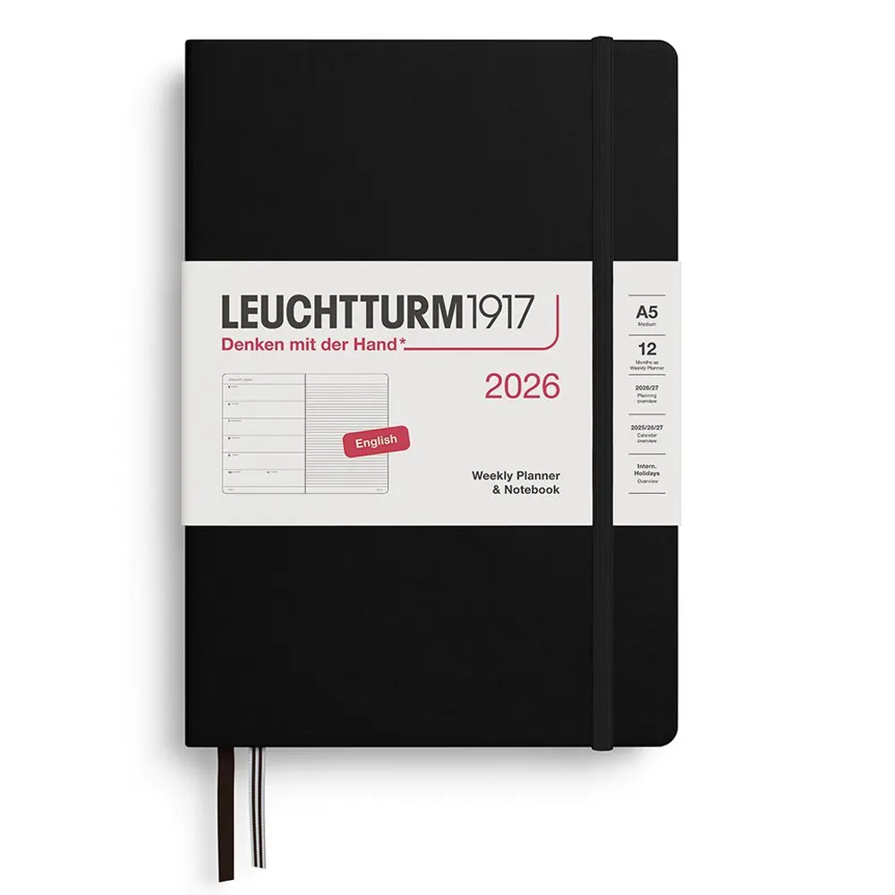 Тефтер А5 Leuchtturm1917 Weekly Planner & Notebook 2026, Black