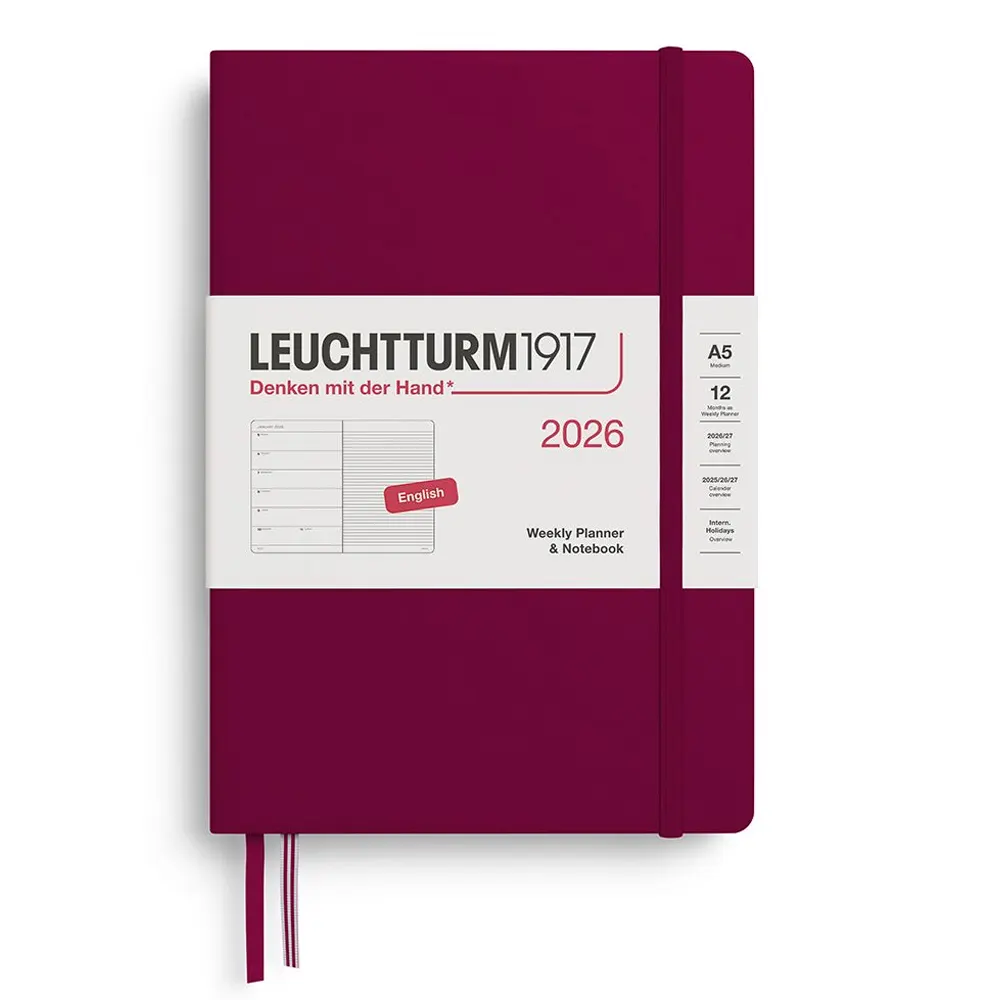 Тефтер А5 Leuchtturm1917 Weekly Planner & Notebook 2026, Port Red