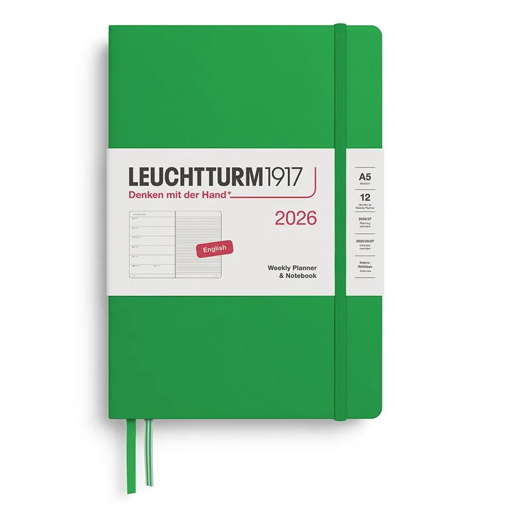 Тефтер А5 Leuchtturm1917 Weekly Planner & Notebook 2026, Spring Leaf