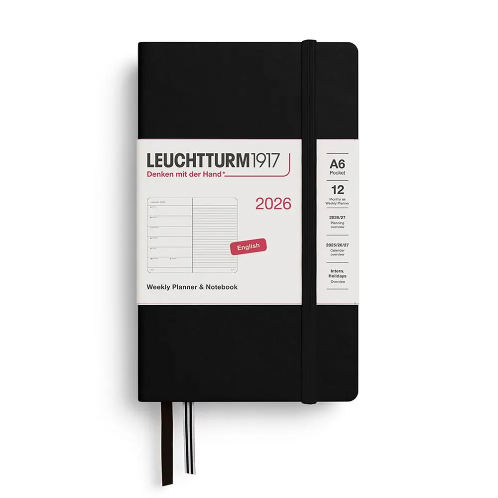 Тефтер A6 Leuchtturm1917 Weekly Planner & Notebook Pocket 2026, Black
