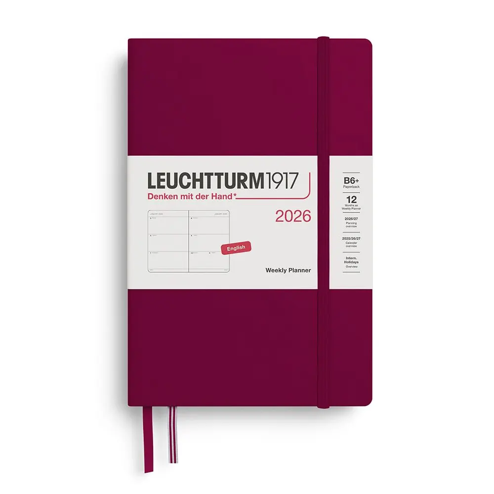 Тефтер B6+ Leuchtturm1917 Weekly Planner Paperback 2026, Port Red