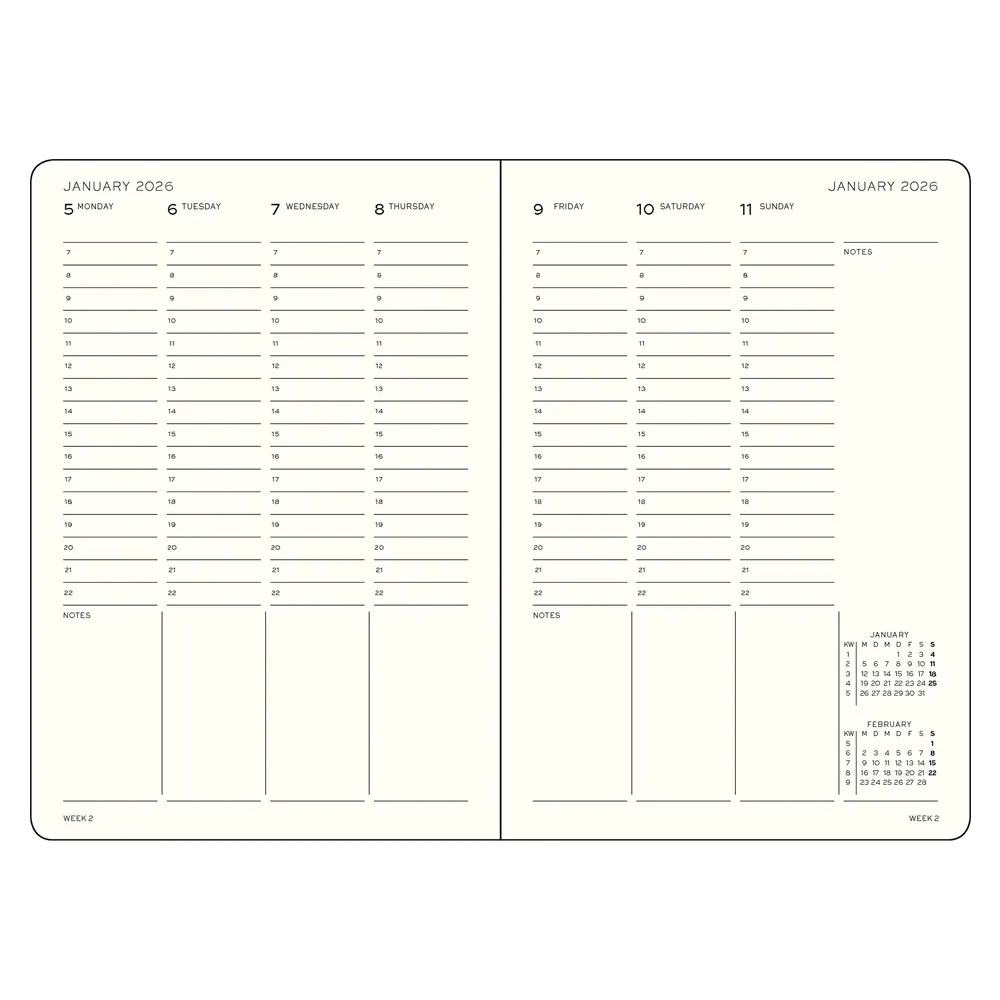 Тефтер A4+ Leuchtturm1917 Week Planner Master 2026, Black - 2