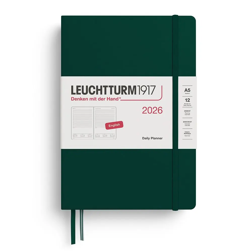 Тефтер А5 Leuchtturm1917 Daily Planner 2026, Forest Green