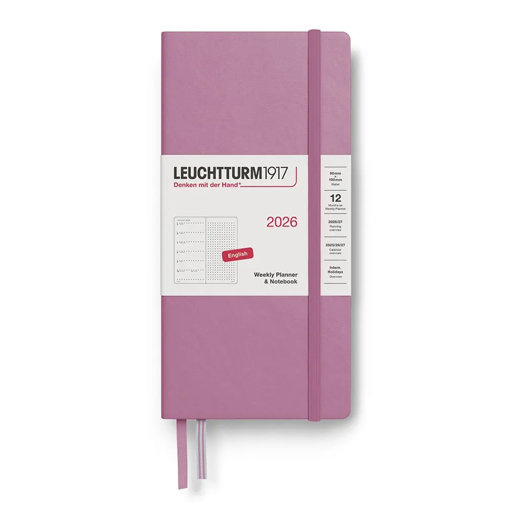 Тефтер B6+ x A6 Leuchtturm1917 Weekly Planner & Notebook Dotted Wallet 2026, Dusty Rose