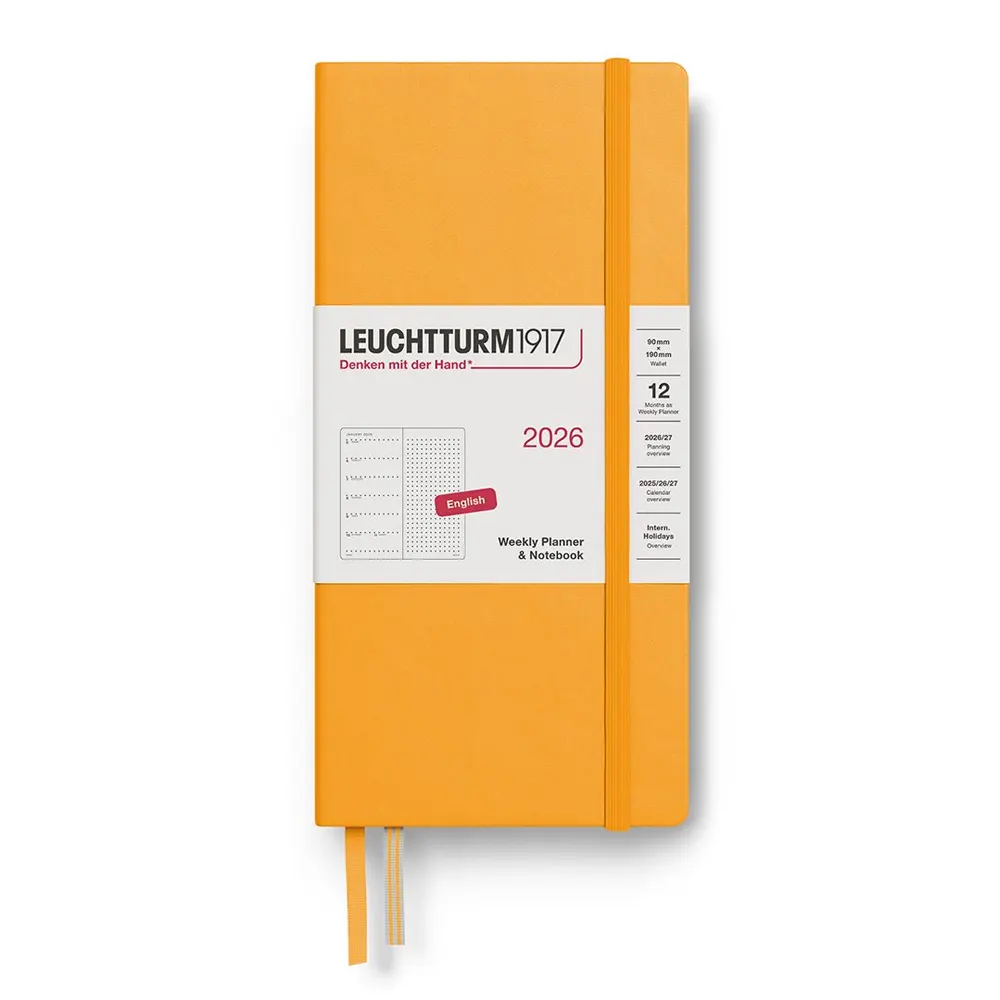 Тефтер B6+ x A6 Leuchtturm1917 Weekly Planner & Notebook Dotted Wallet 2026, Rising Sun
