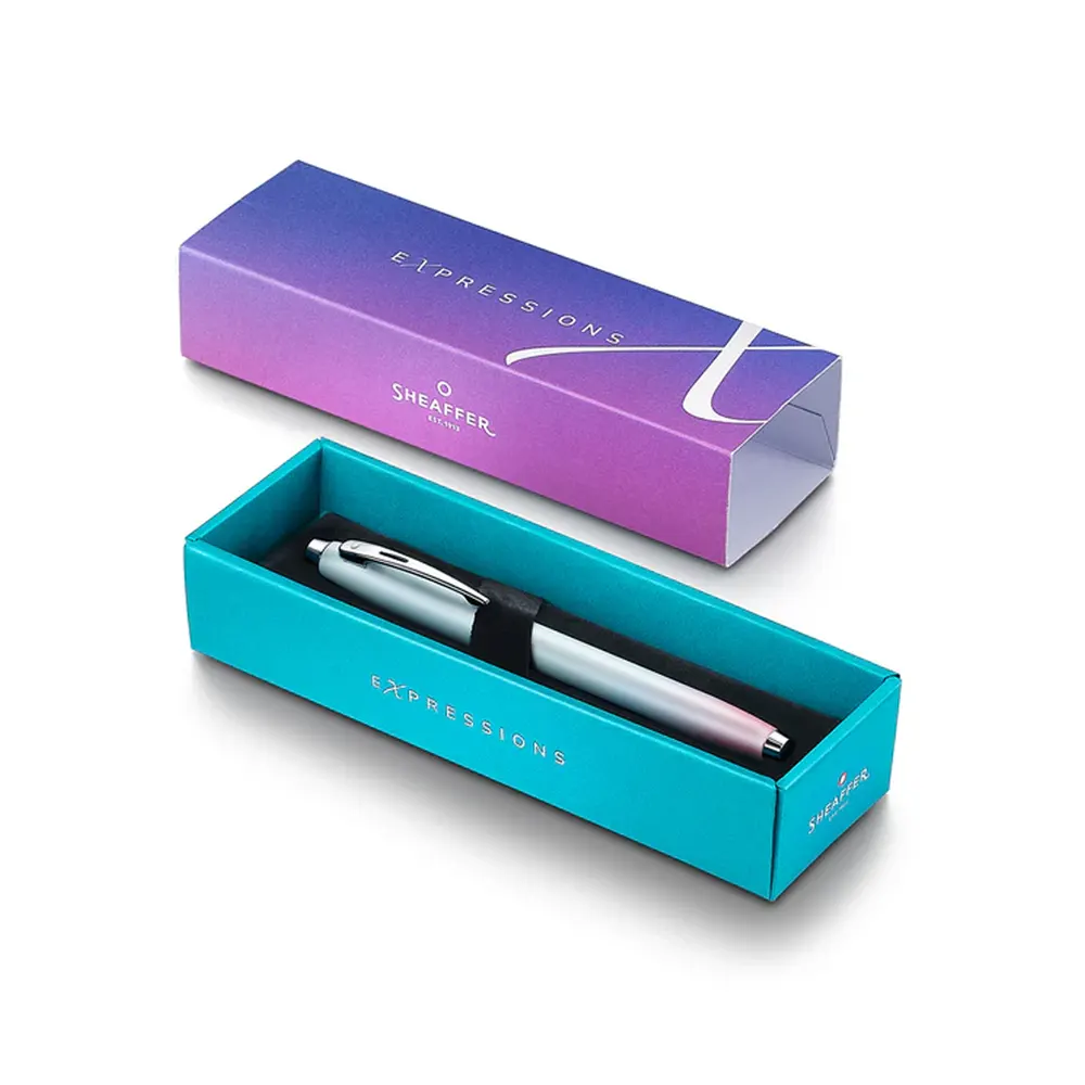 Писалка Sheaffer 100 - Expressions, Chrome-Plated Trims, синя/розова, M перо - 4